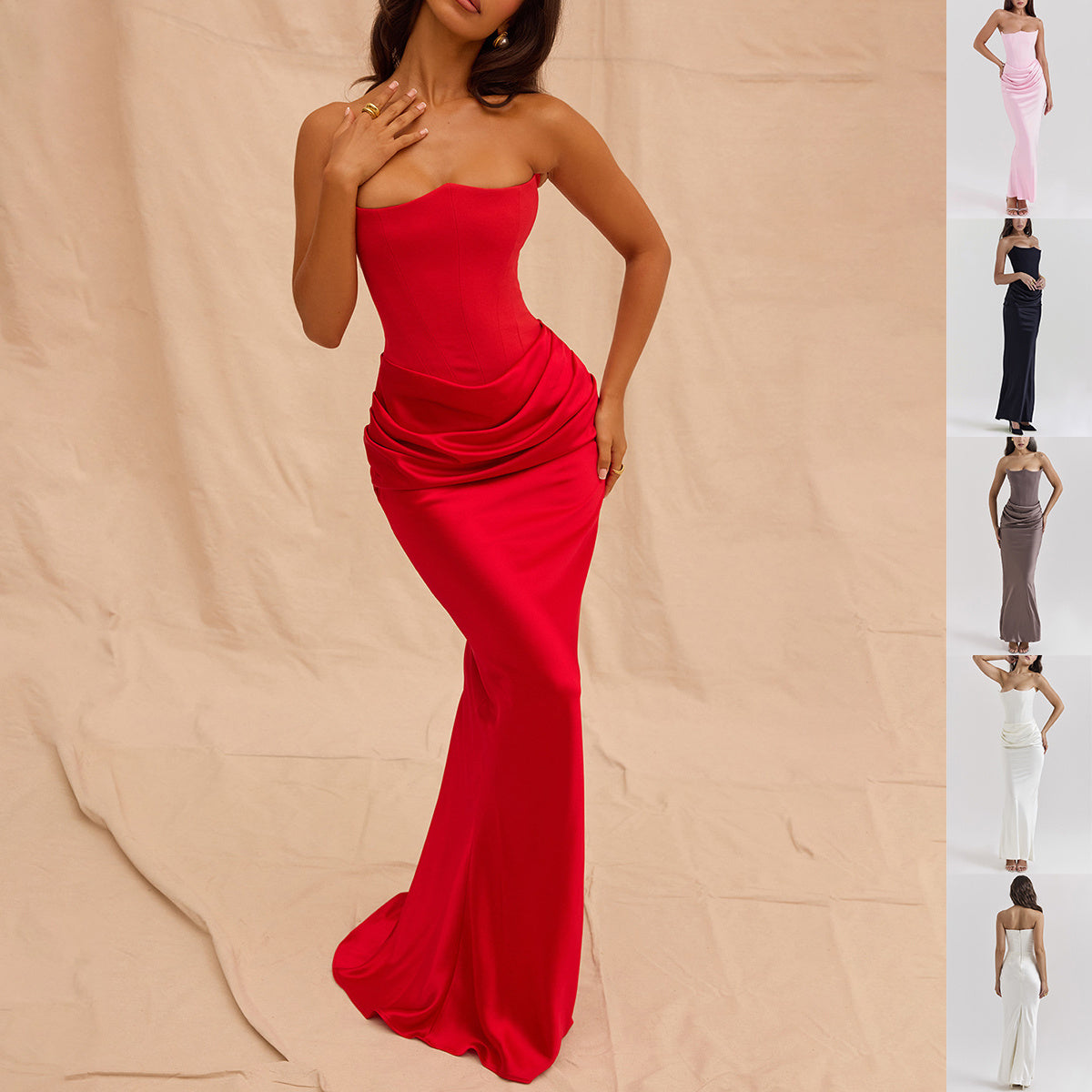 Slim Backless Tube Top Long Dress – Sexy Party & Evening Wear for Women