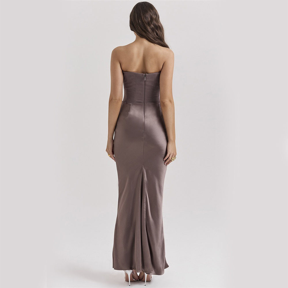 Slim Backless Tube Top Long Dress – Sexy Party & Evening Wear for Women